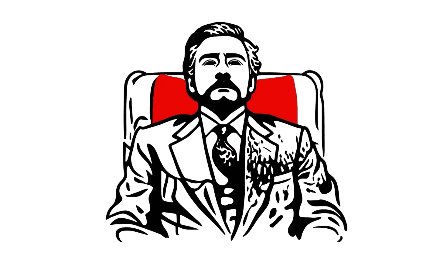 Illustration of a man in a suit sitting on a chair – The Boring Rich brand image