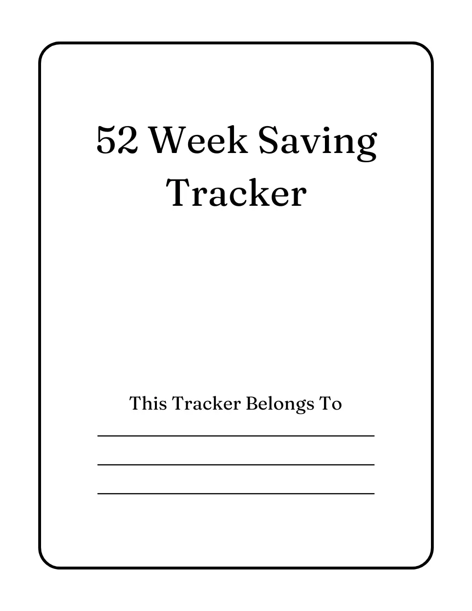 52 week saving tracker
