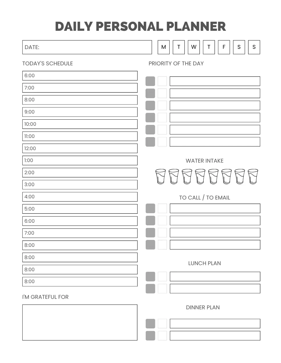 daily personal planner