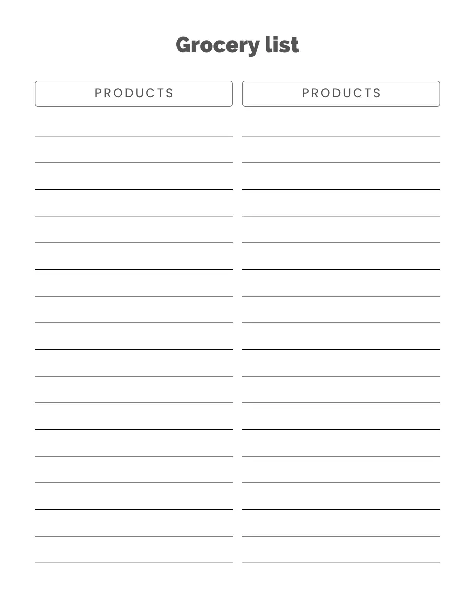 copy of grocery list grocery list
