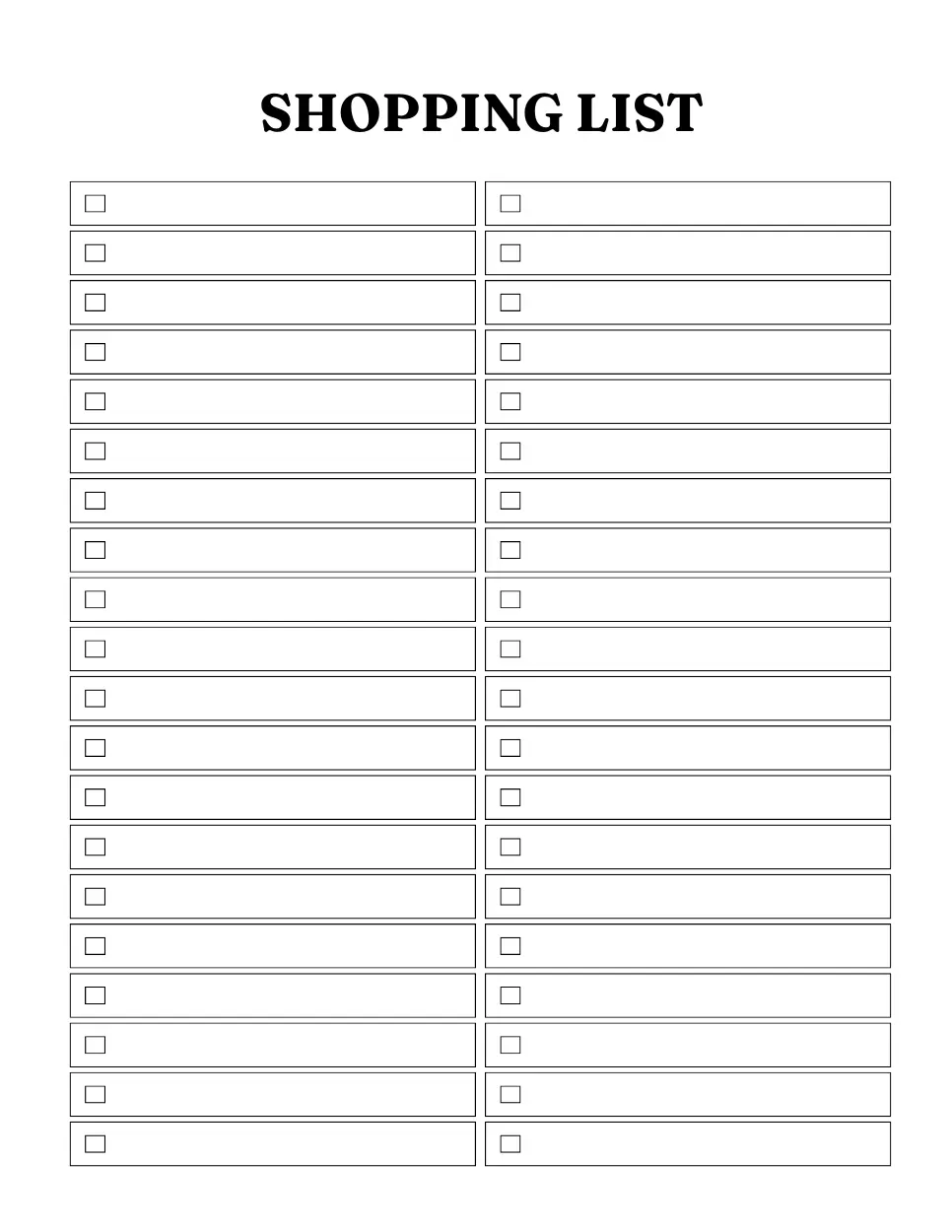 shopping list
