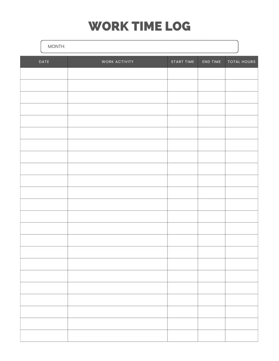 work time log
