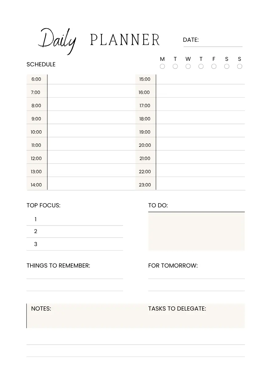 theboringrich – free printable planners, templates & spreadsheets gallery Daily Planner Printable