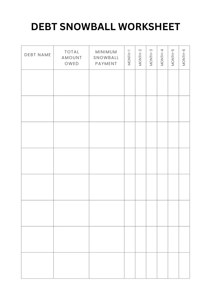 debt snowball worksheet