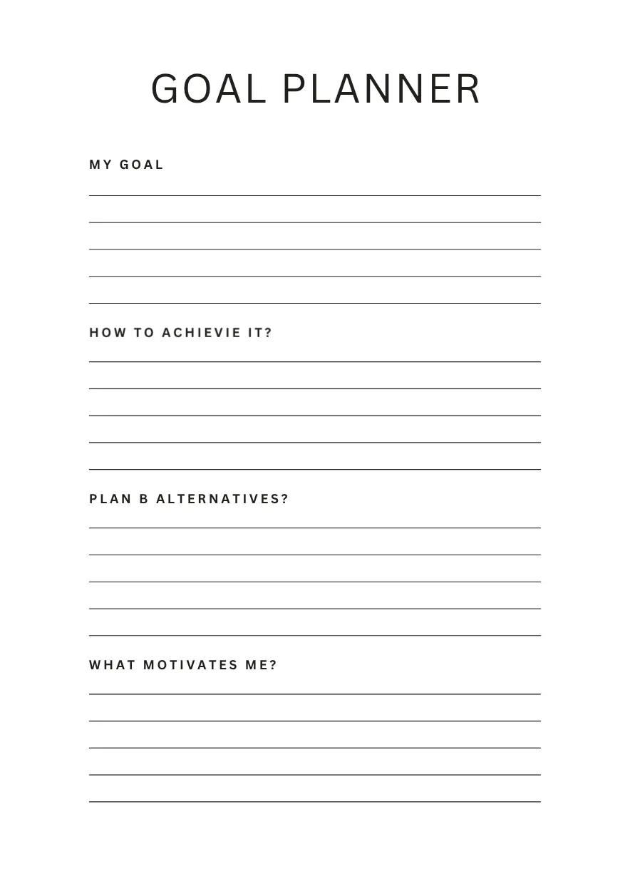 Printable Goal Planner