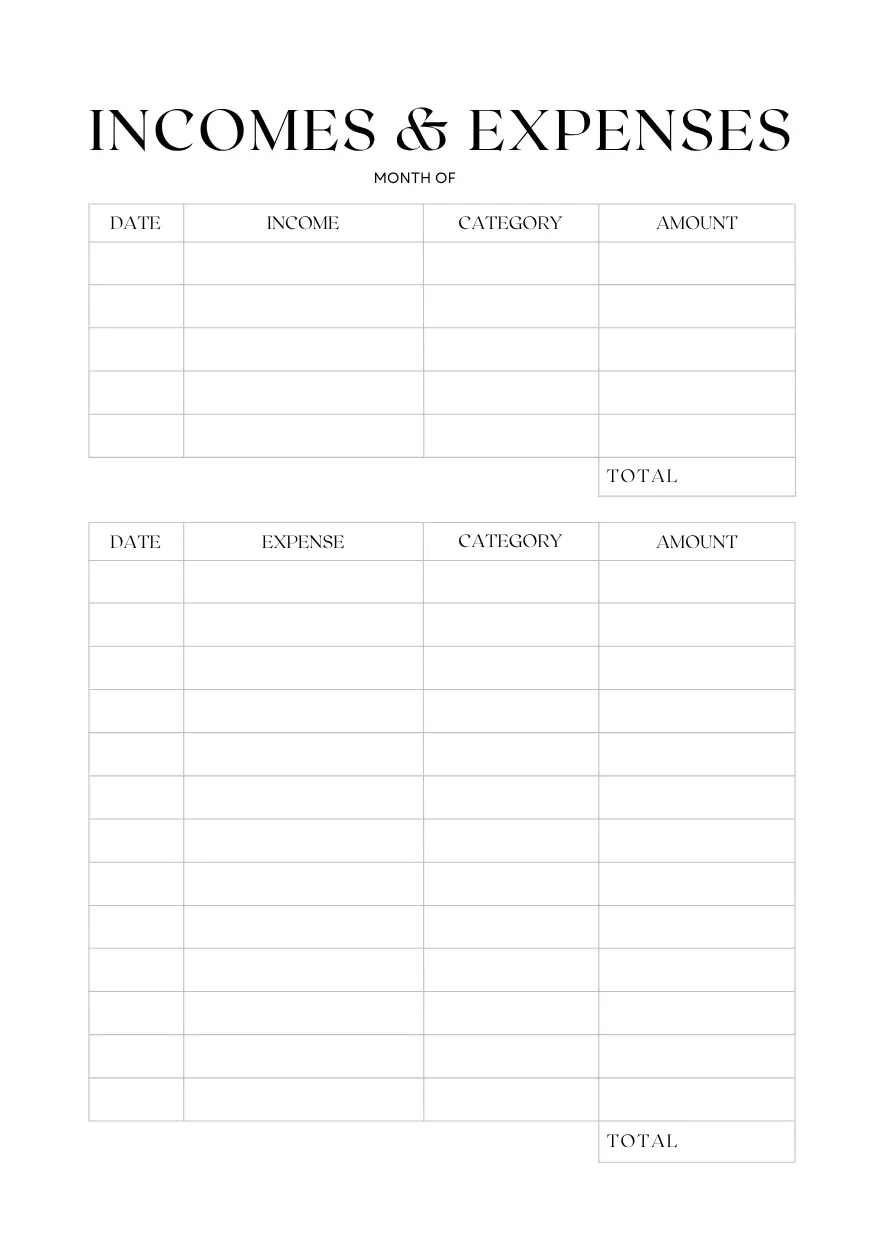 income & expenses tracker