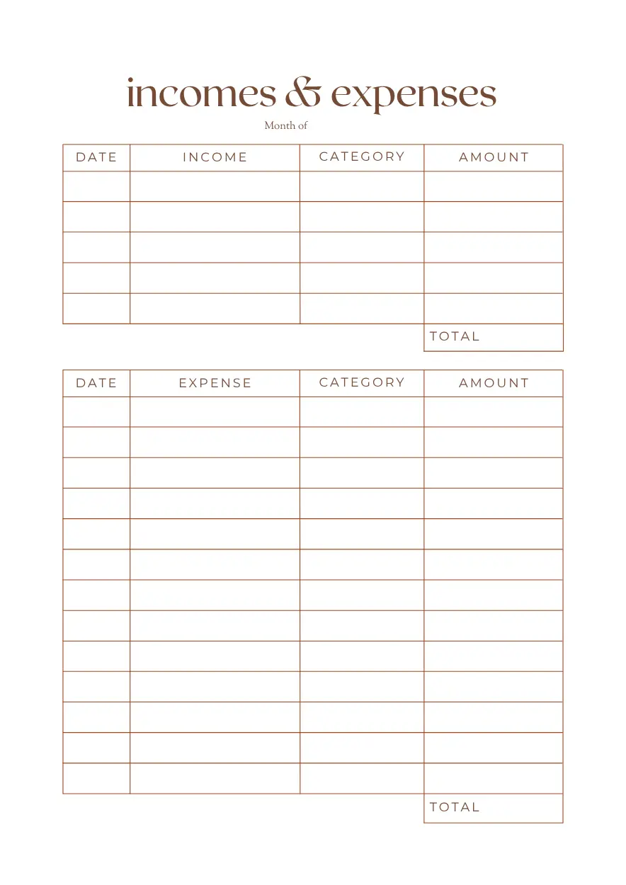 income & expenses tracker