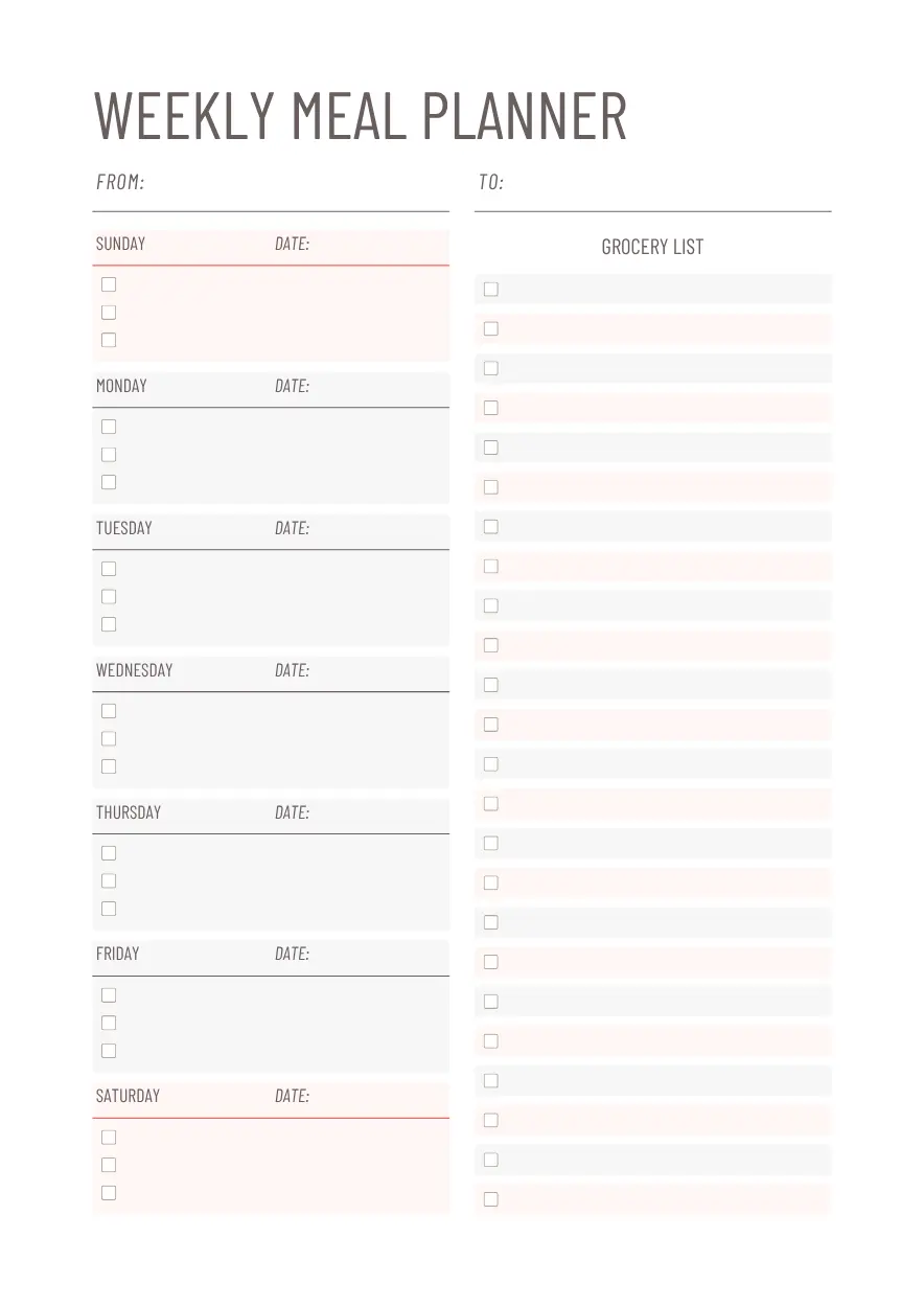 Printable Weekly Meal Planner
