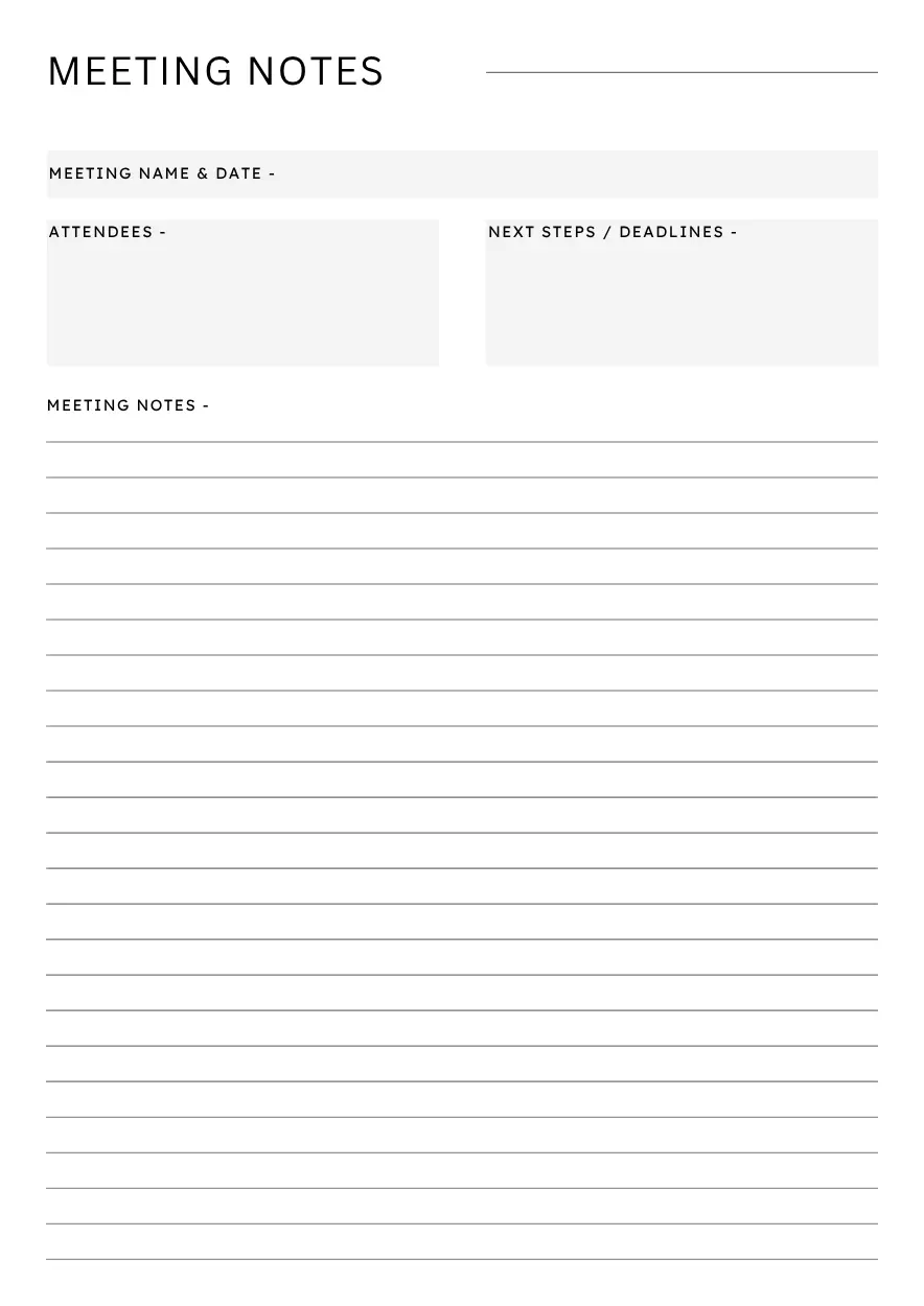 Printable Meeting Notes