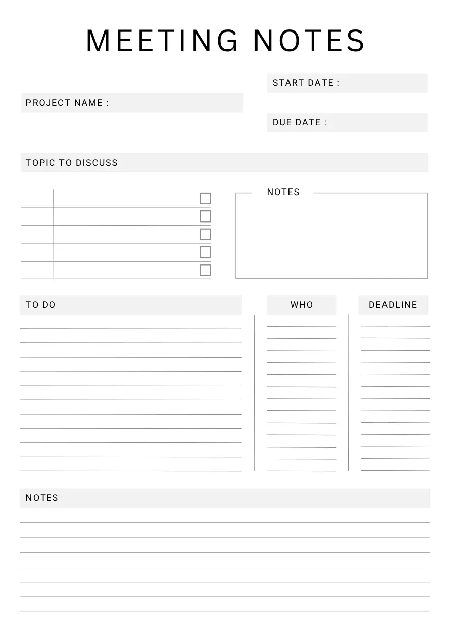 Printable Meeting Notes