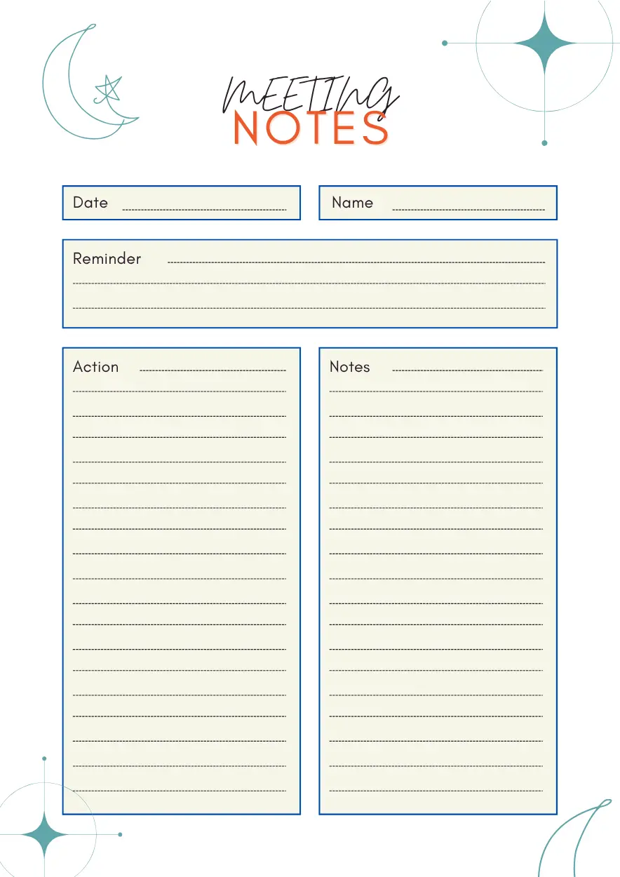 Printable Meeting Notes
