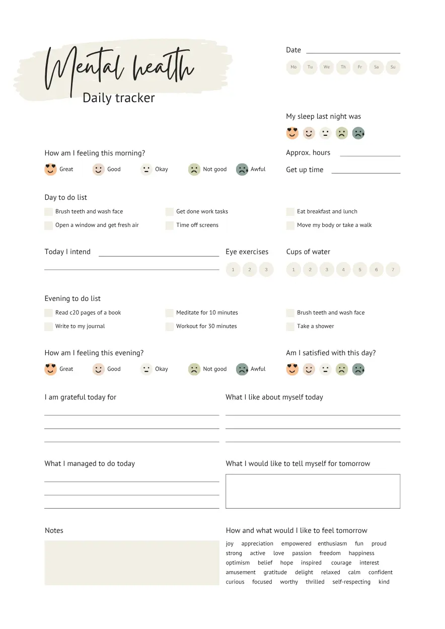 mental health daily tracker