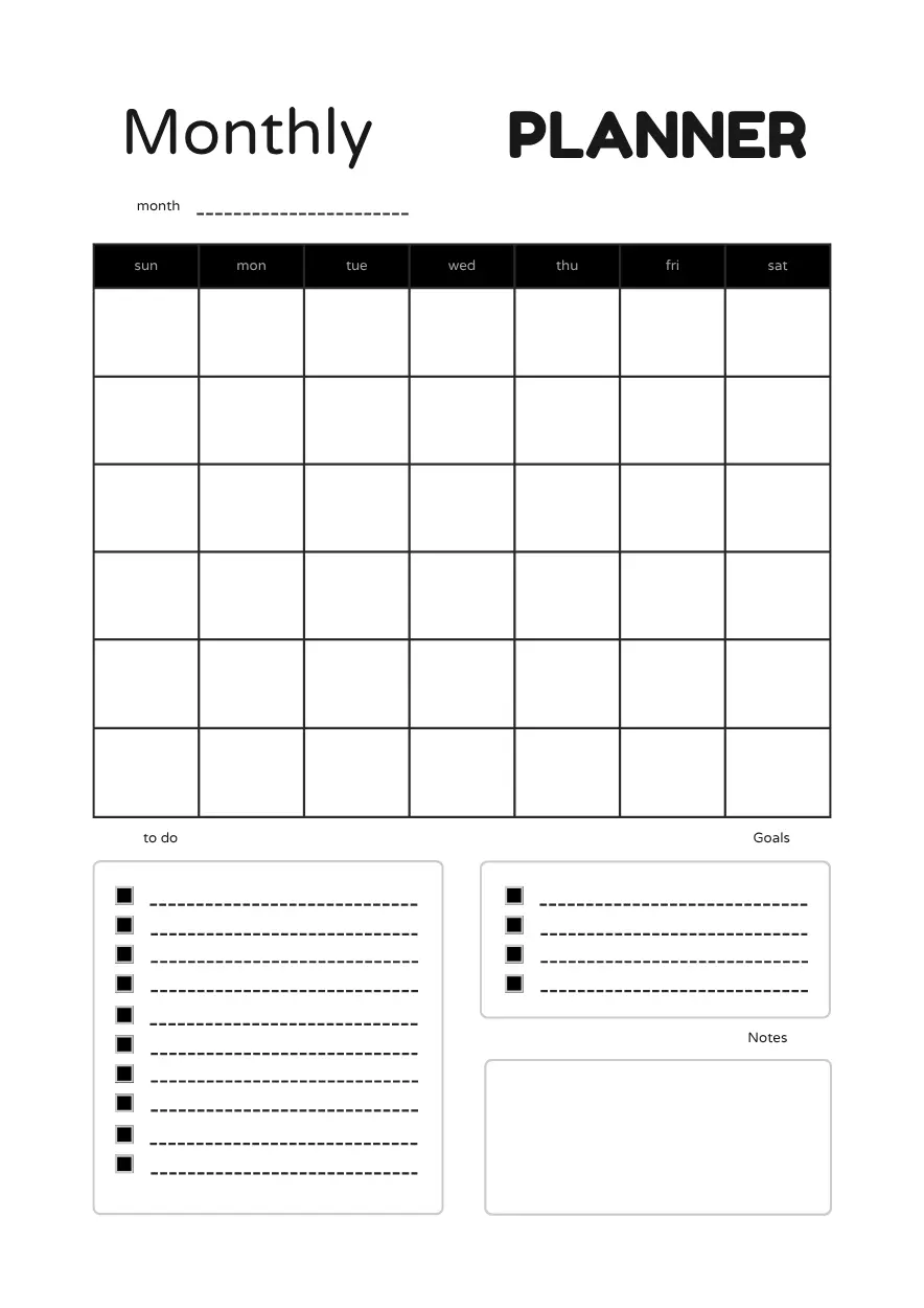 Printable Monthly Planner