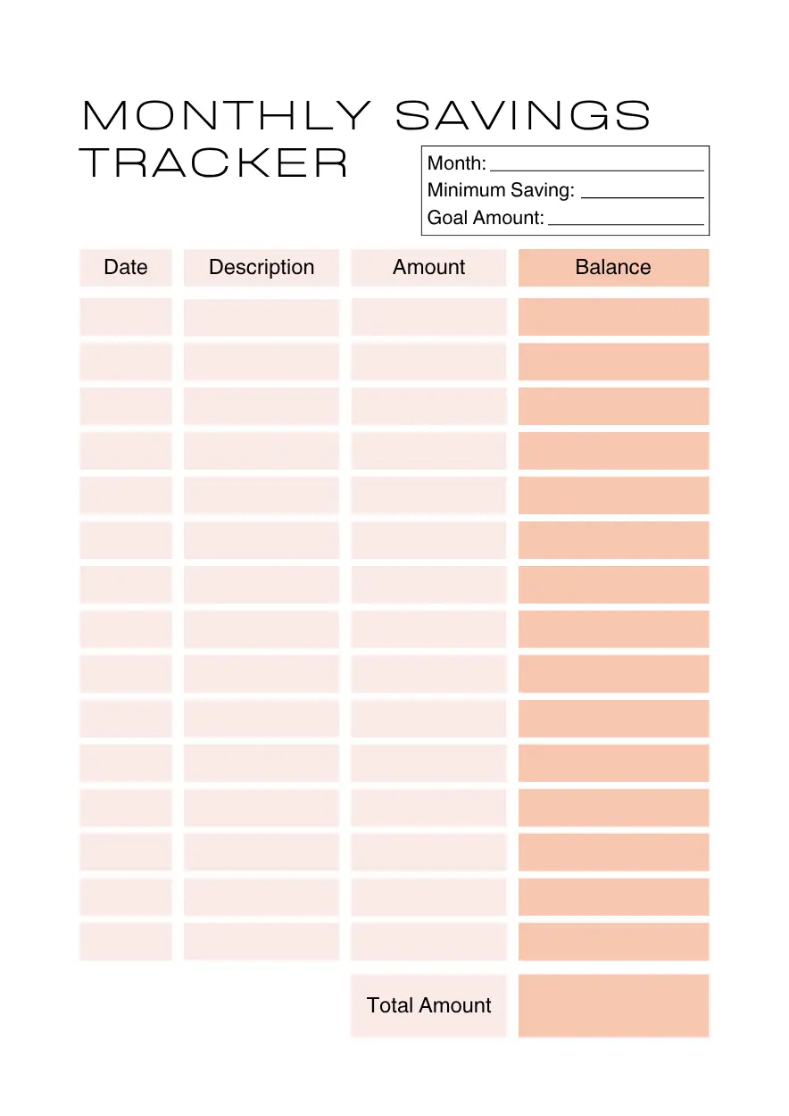 monthly saving tracker