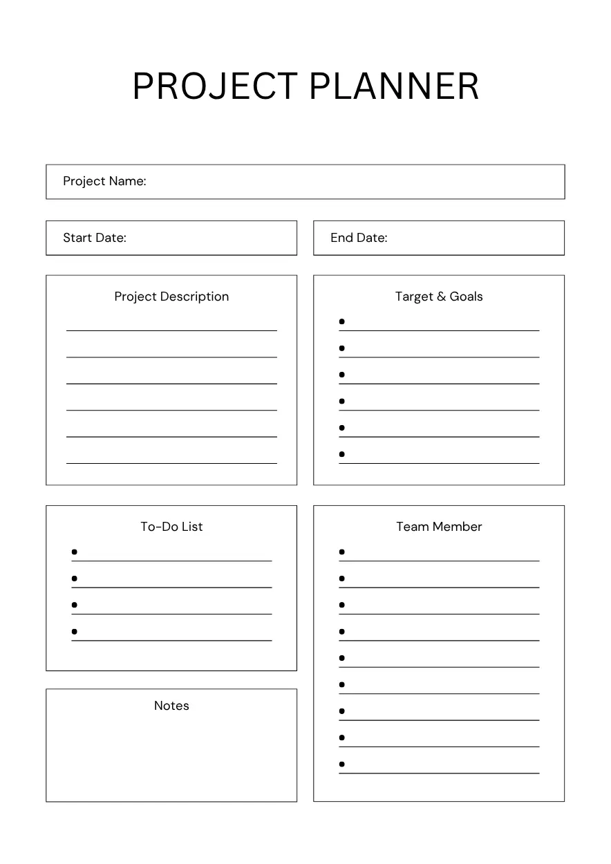 Printable Project Planner