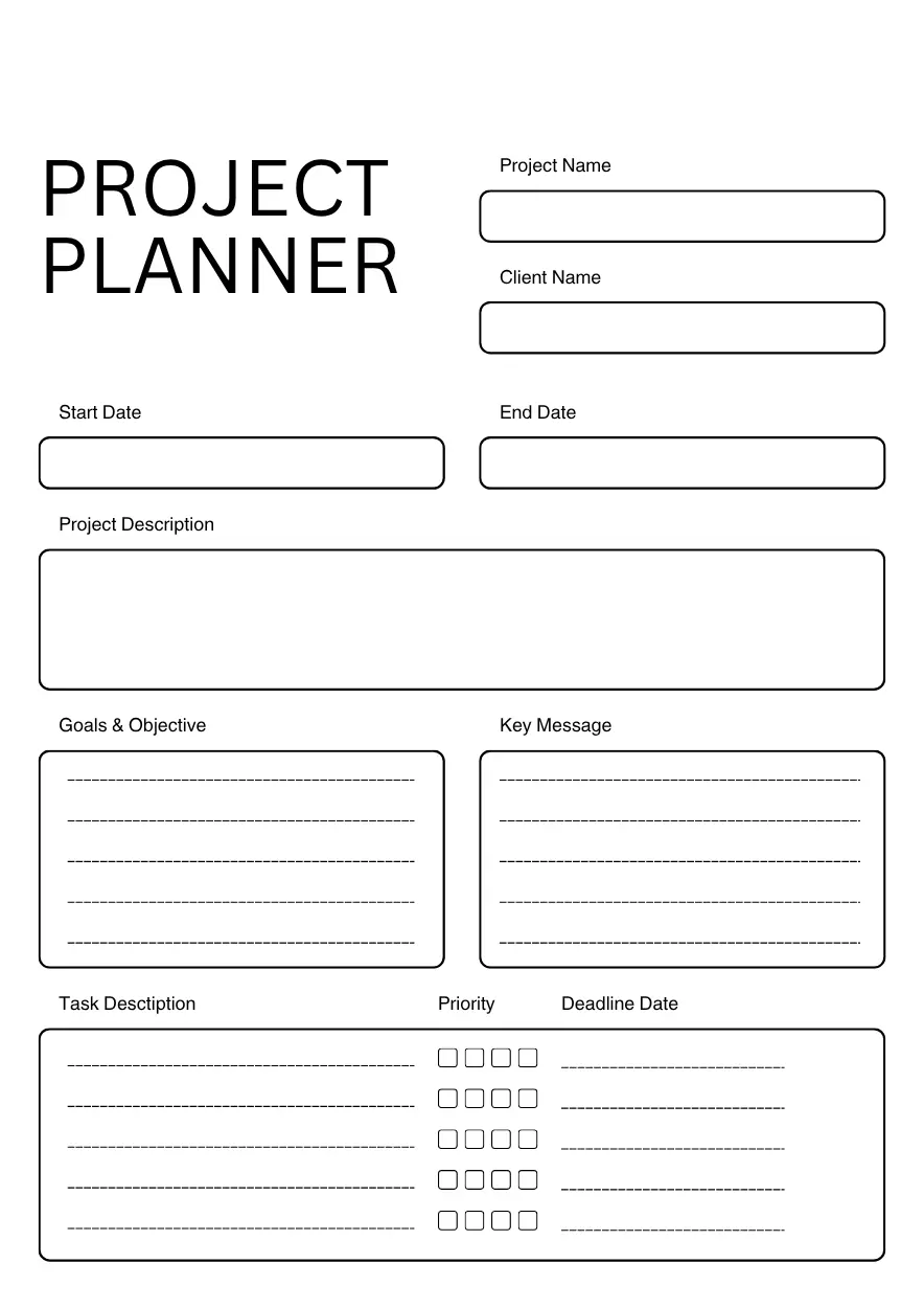 Printable Project Planner