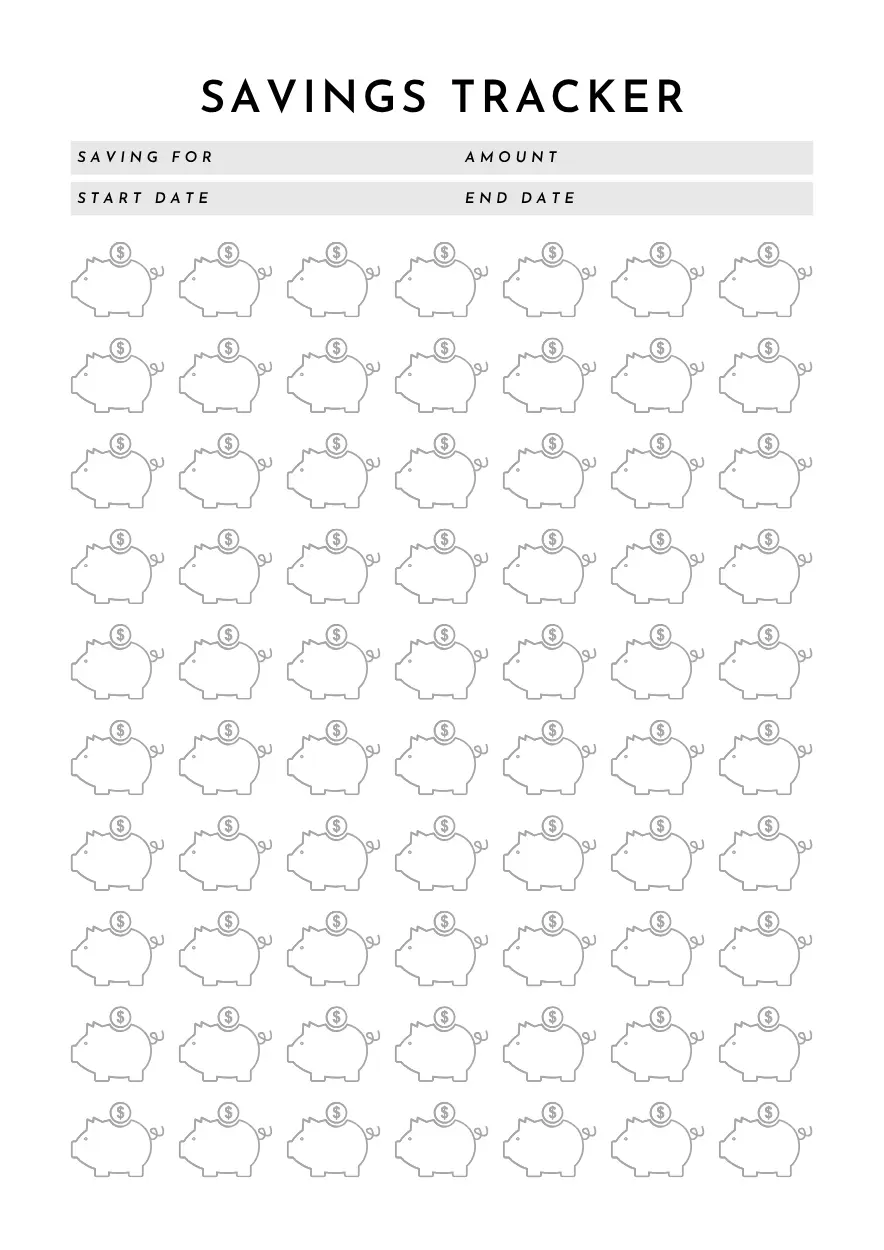 saving tracker printable