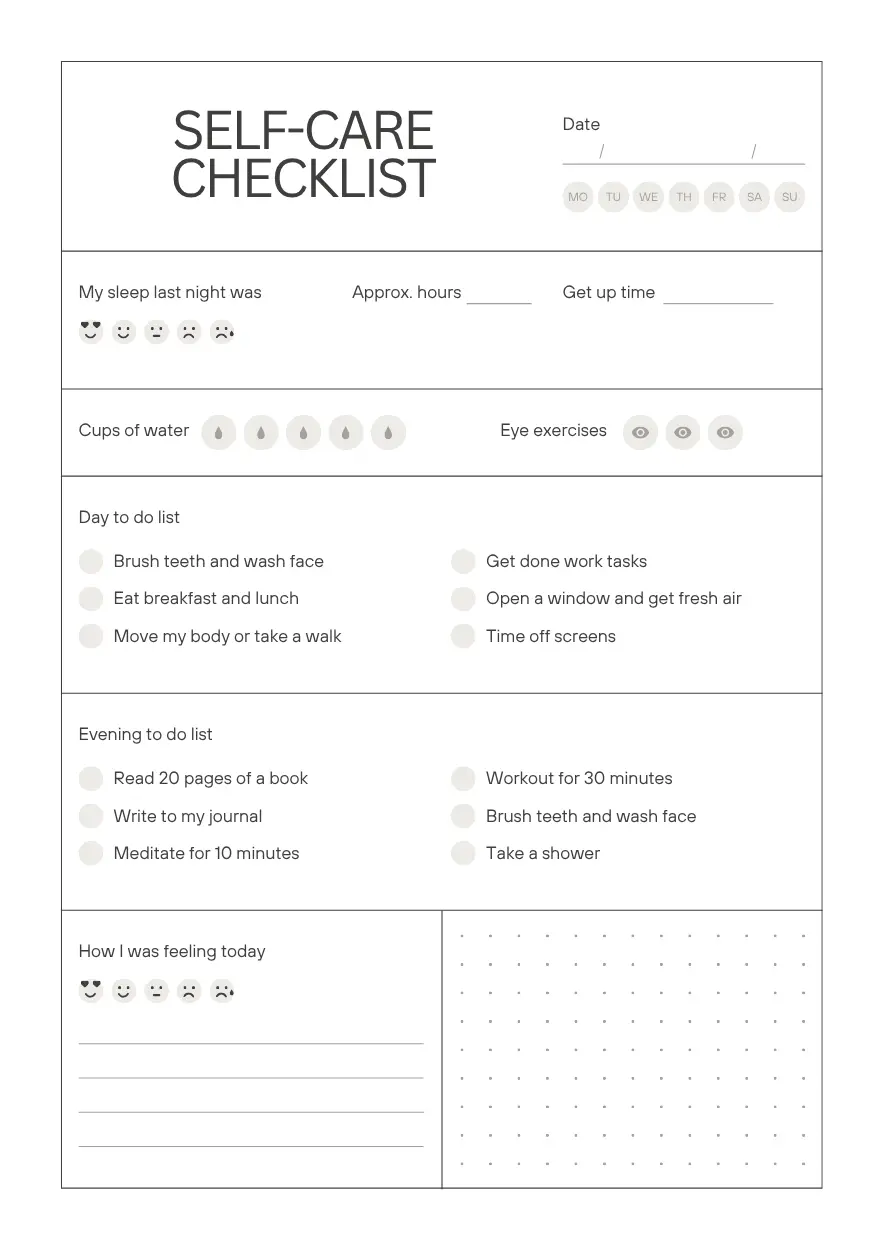 self care checklist