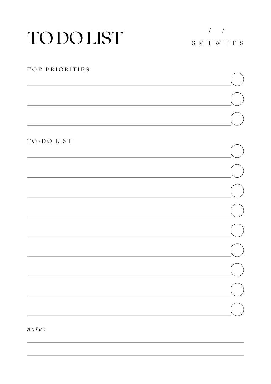 Printable to do list