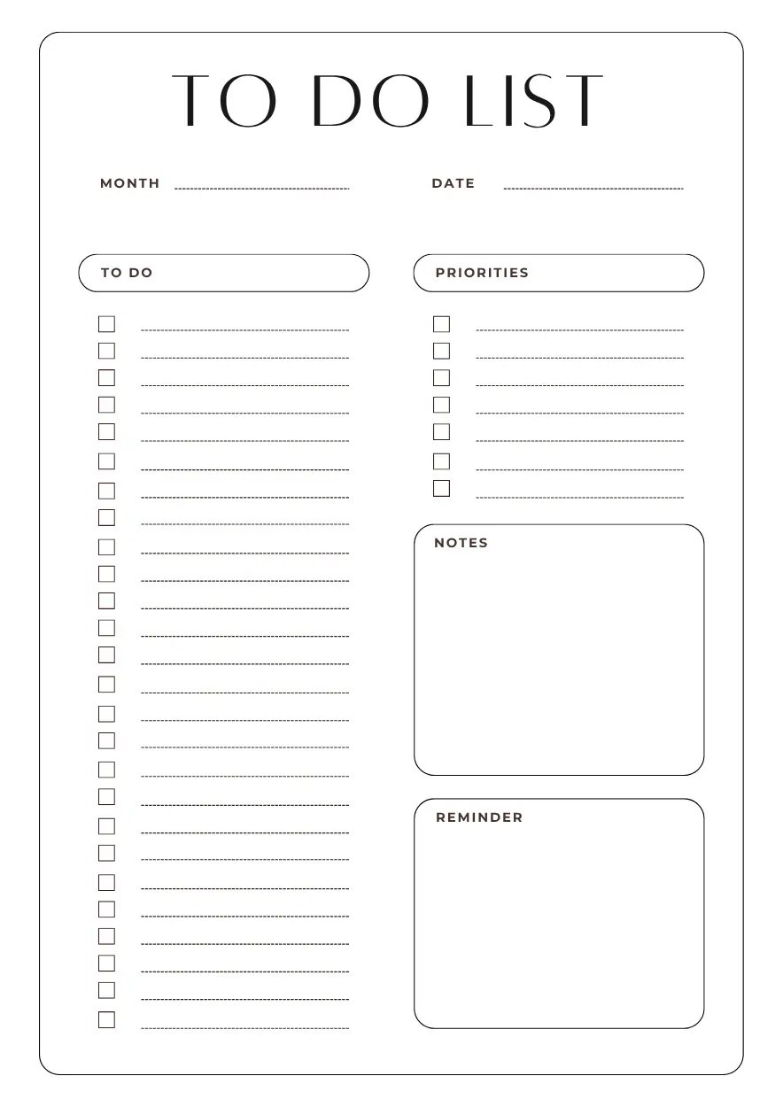 Printable to do list
