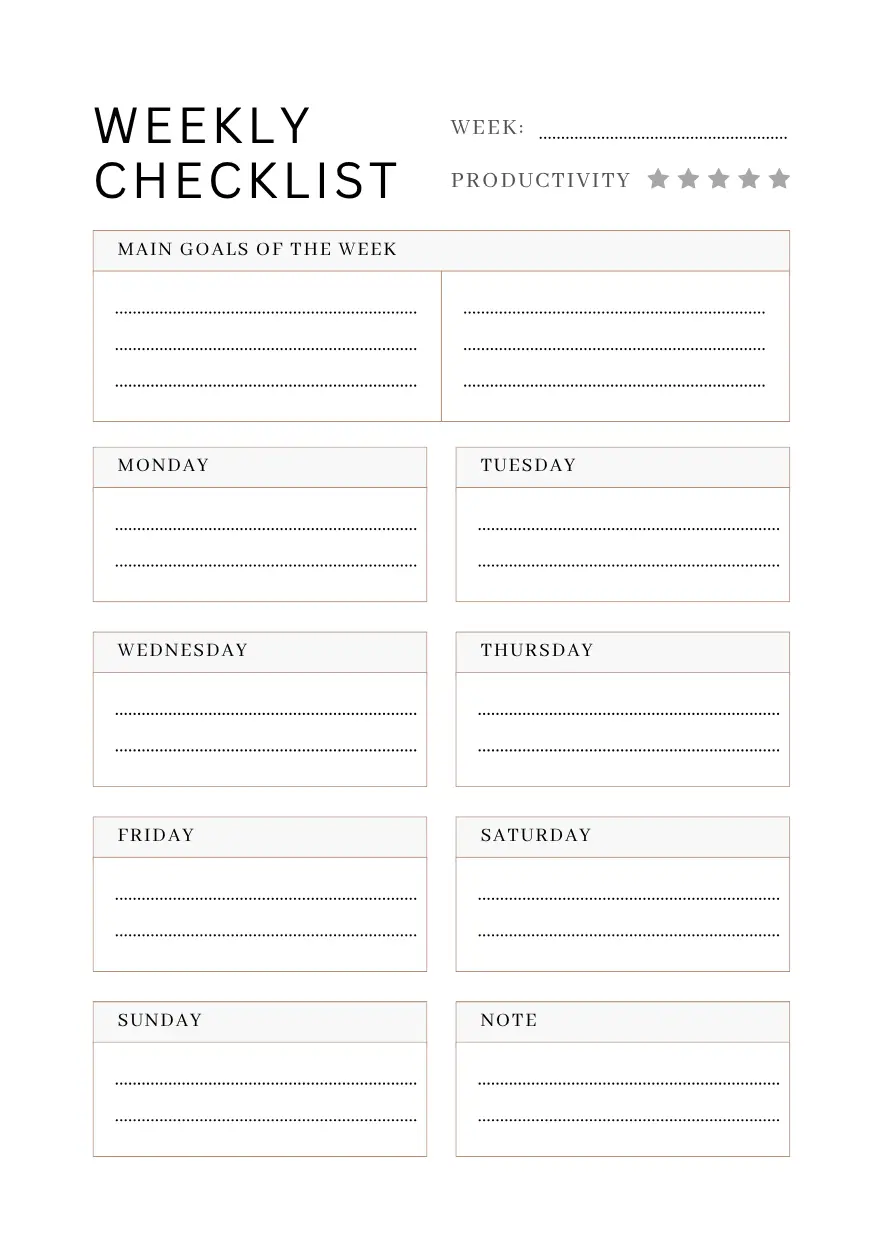 Weekly Checklist