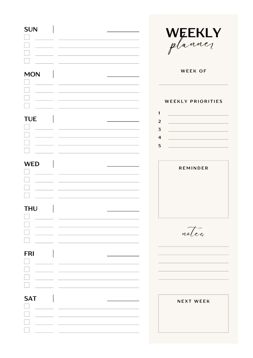 Weekly Planner Printable